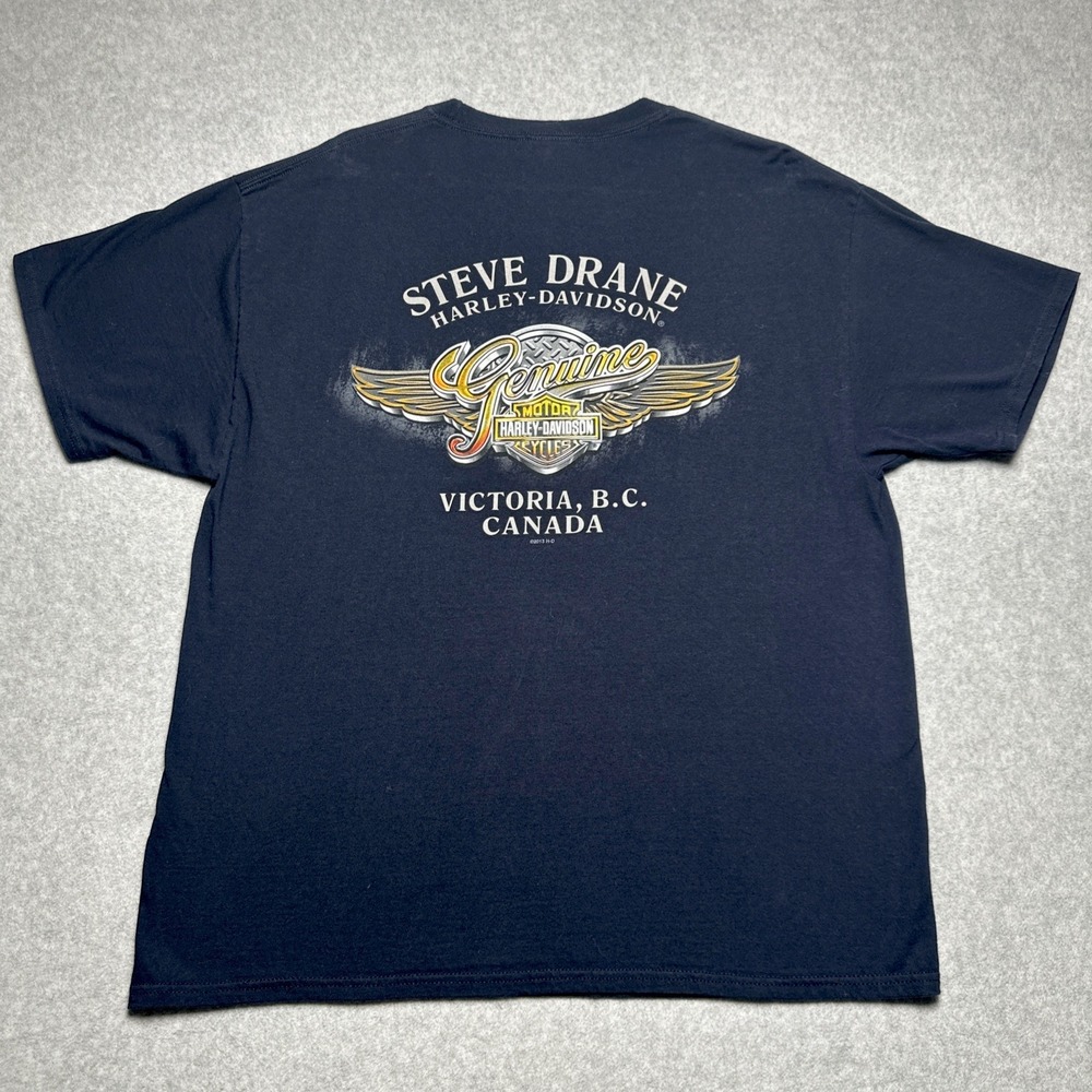 Harley-Davidson Steve Drane T-Shirt Canada, Victoria B.C. 2013 Navy Blue XL